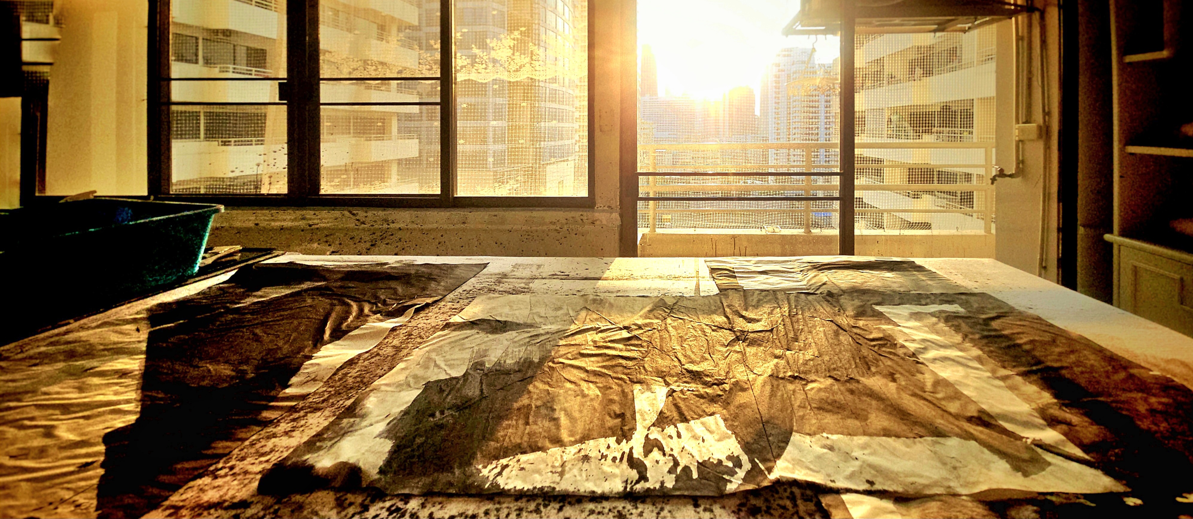 Bangkok studio at sunrise, the table and the light